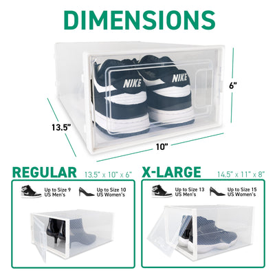 OLLIE SOFT PLASTIC Drop Front Stackable Shoe Box Organizer, X-Large Clear
