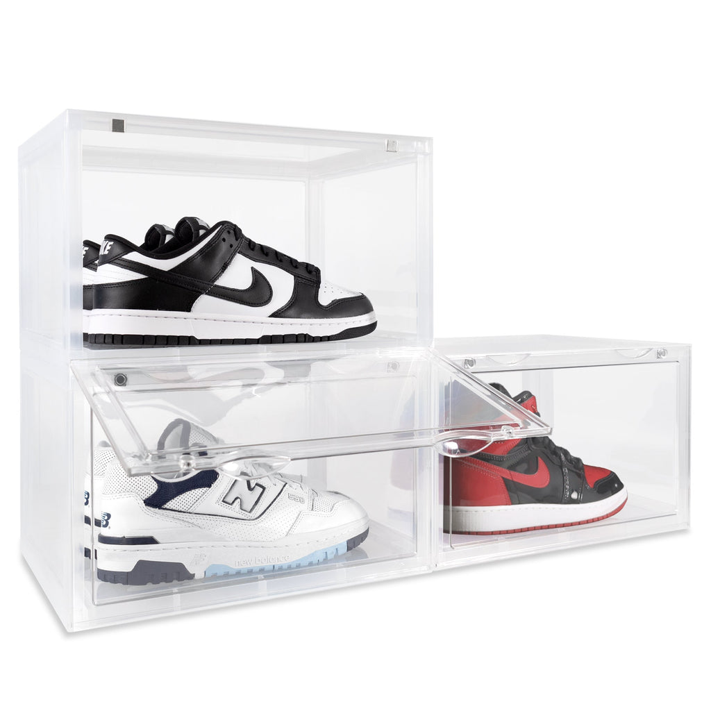  Shoe Boxes Clear Shoe Storage Box Plastic Shoe Cabinet,  Stackable Shoe Boxes, Sneakers Display Cabinet With Lid, For Men's And  Women's Shoes, Easy To Assemble (Size : 8 pack) : Home