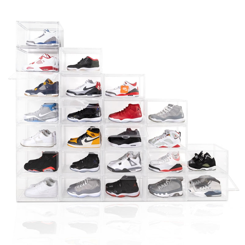 OLLIE XL ULTRA CLEAR Drop Side Stackable Shoe Box Organizer